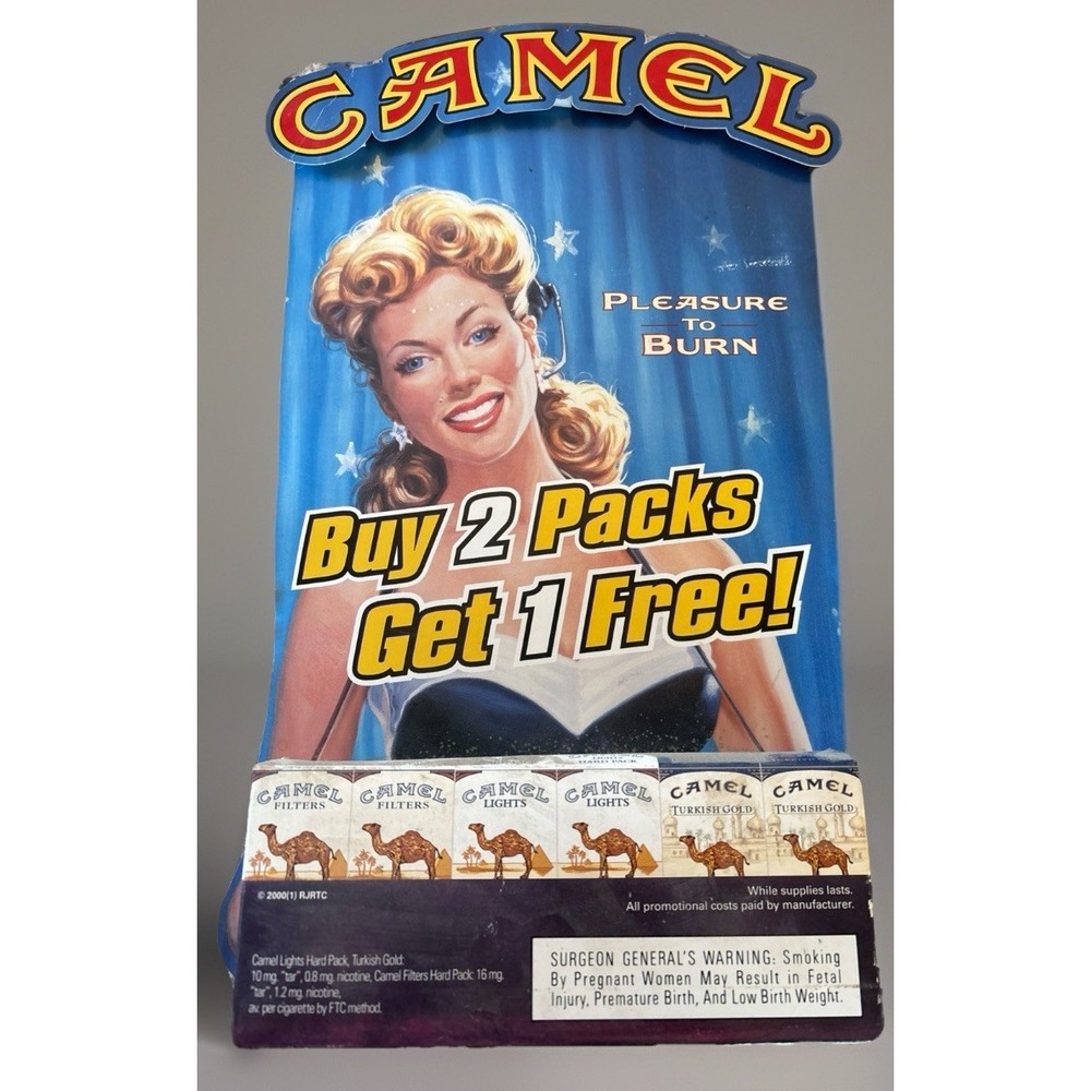Vtg Camel Cigarette Cardboard Store Advertising Display Filters Turkish Lights